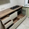 Кухонный гарнитур угловой латте крем/дуб вотан