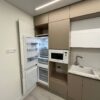 Прямая кухня со встроенным холодильником Кофе + Белый
